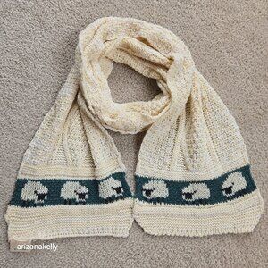 Wool Aran Scarf Lamb Sheep Design